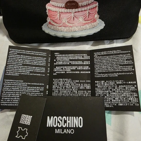 Moschino Black and Pink Teddy Bear Birthday Crossbody Purse. NWT - Picture 9 of 11